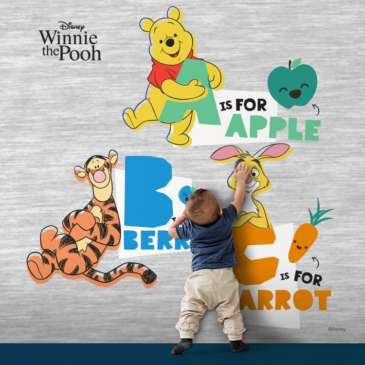 Ταπετσαρία Τοίχου Happy Alphabet, Winnie the Pooh