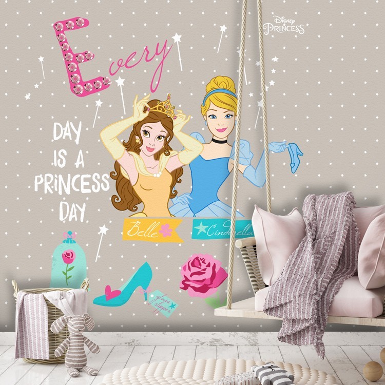 Ταπετσαρία Τοίχου Every day is a princess day, Rapunzel & Cinderella