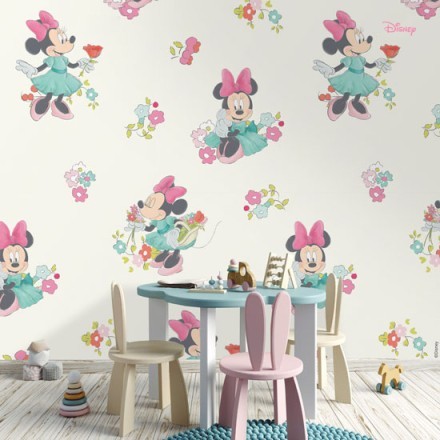 Minnie Mouse with Flowers Ταπετσαρία Τοίχου