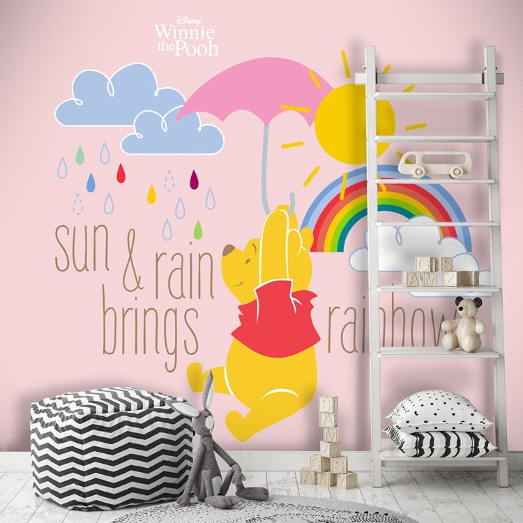 Ταπετσαρία Τοίχου Sun & rain brings rainbows, Winnie the Pooh