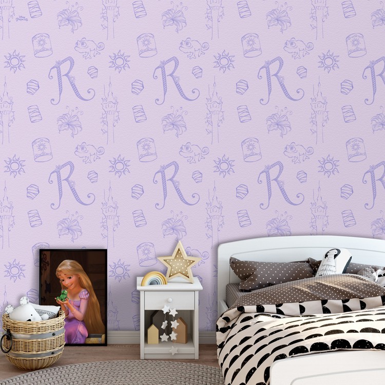 Ταπετσαρία Τοίχου Μοβ μοτίβο της Πριγκίπισσας Ραπουνζέλ!