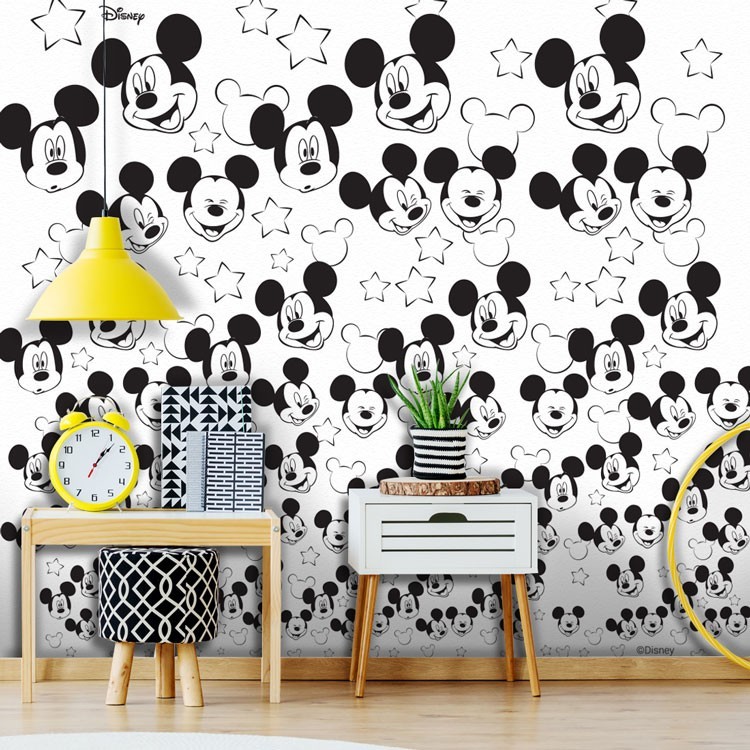 Ταπετσαρία Τοίχου Ασπρόμαυρο μοτίβο με τον Mickey Mouse!