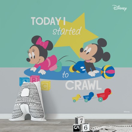 Σήμερα άρχισα να μπουσουλάω με τον Mickey & Minnie Mouse! Ταπετσαρία Τοίχου
