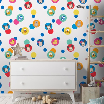 Χαρούμενα προσωπάκια του Mickey, Minnie Mouse & Pluto! Ταπετσαρία Τοίχου