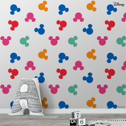Πολύχρωμα μοτίβα με τον Mickey Mouse Ταπετσαρία Τοίχου