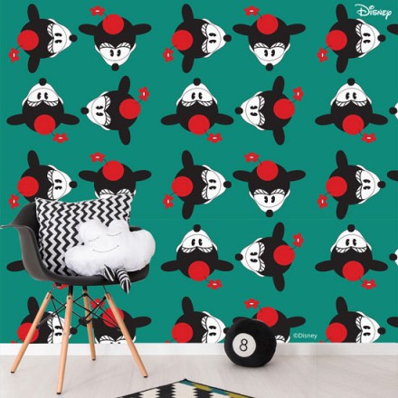Mickey Mouse με πράσινο φόντο! Ταπετσαρία Τοίχου