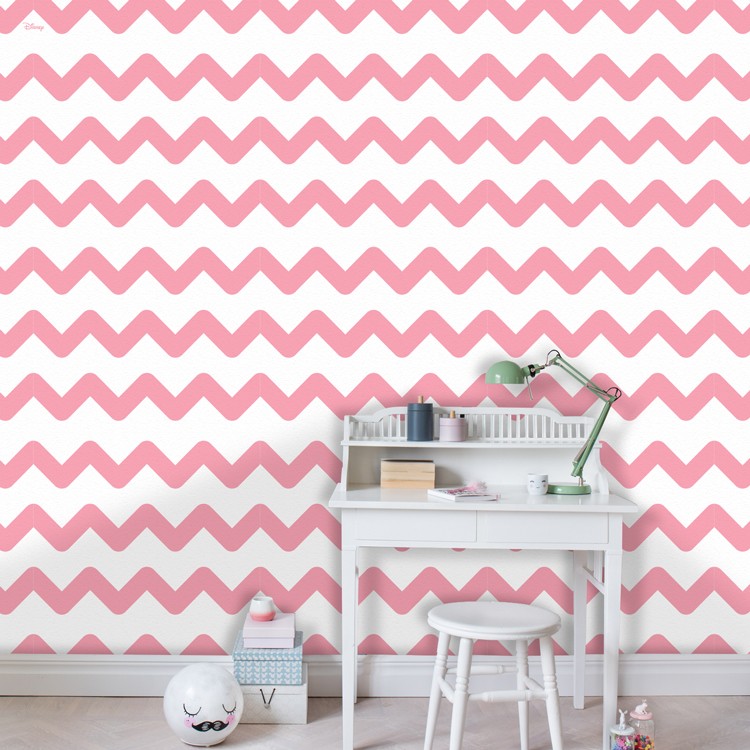 Ταπετσαρία Τοίχου Pink Zig Zag Chevron, Mickey Mouse!