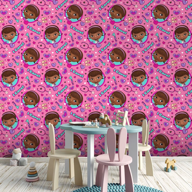 Ταπετσαρία Τοίχου I care pattern, Doc Mc Stuffins
