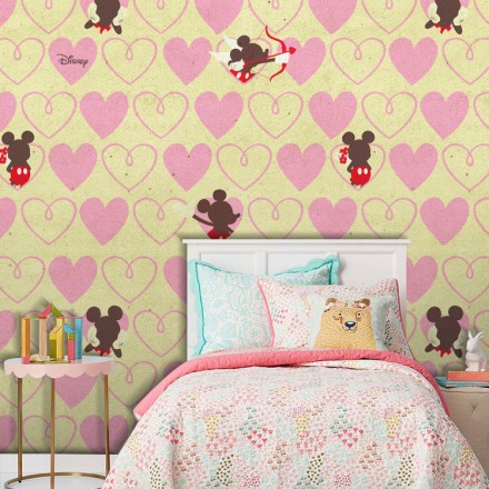 Mickey with Hearts Ταπετσαρία Τοίχου