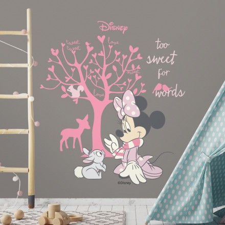 Minnie Mouse με ροζ φόρεμα - Αυτοκόλλητο Τοίχου