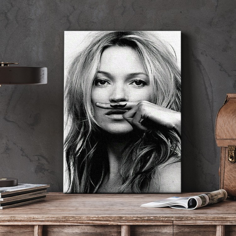 20 x 30 εκ Kate Moss Μουστάκι - Πίνακας σε καμβά