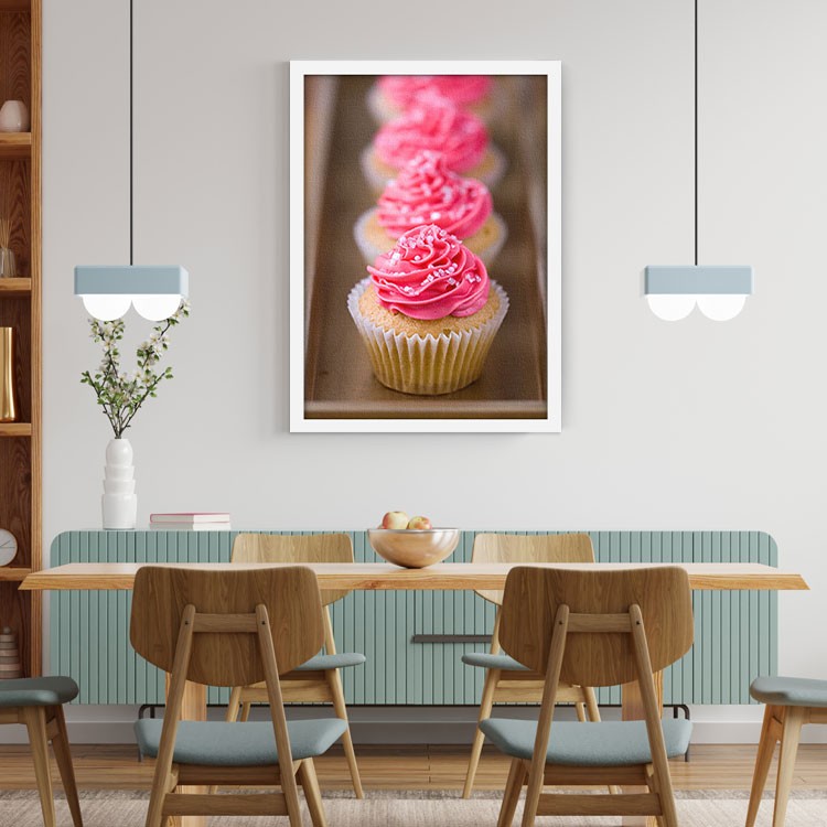 20 x 30 εκ Cupcakes στη σειρά - Πίνακας σε Καμβά