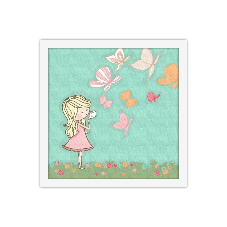 Πίνακας σε Καμβά Κορίτσι παίζει με πεταλούδες