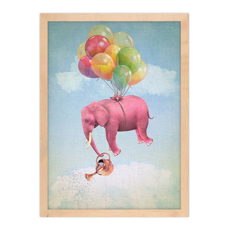 Πίνακας σε Καμβά Ροζ ελεφαντάκι πετάει!