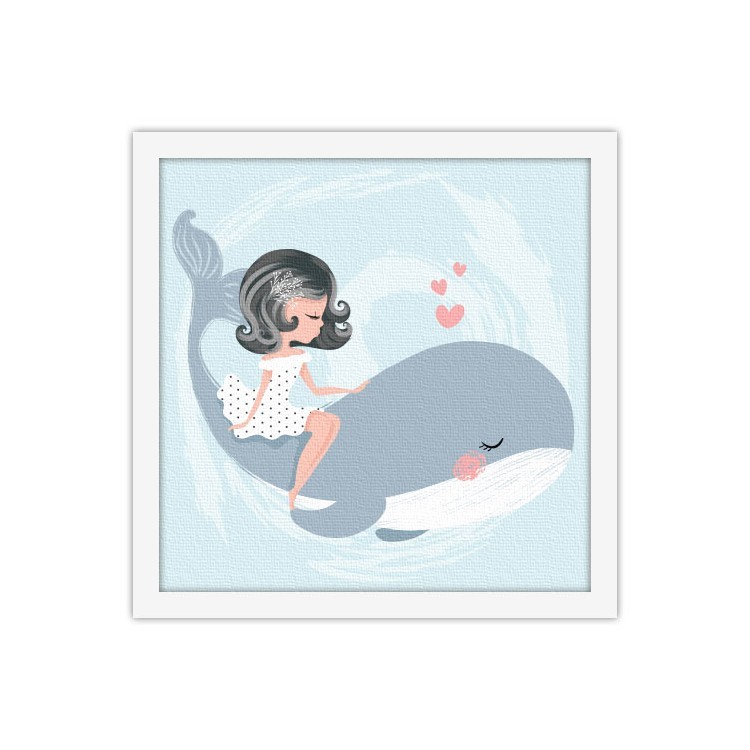 Πίνακας σε Καμβά Κορίτσι πάνω σε φάλαινα