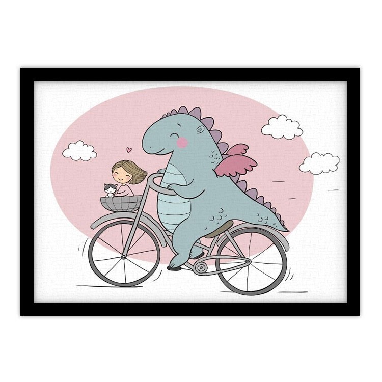 Πίνακας σε Καμβά Δεινόσαυρος κάνει ποδήλατο