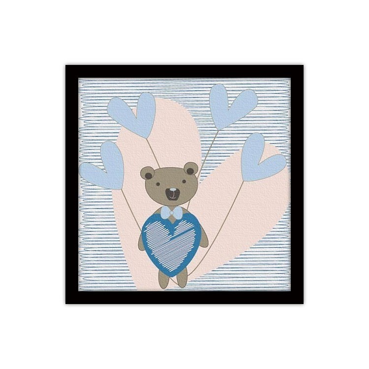 Πίνακας σε Καμβά Αρκουδάκι με καρδιές