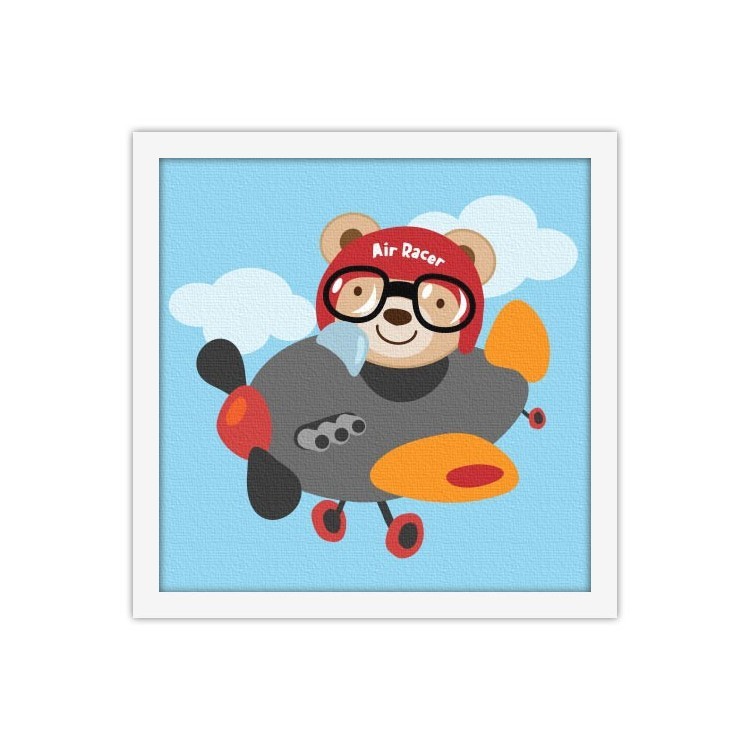 Πίνακας σε Καμβά Αρκουδάκι πιλότος με αεροπλανάκι