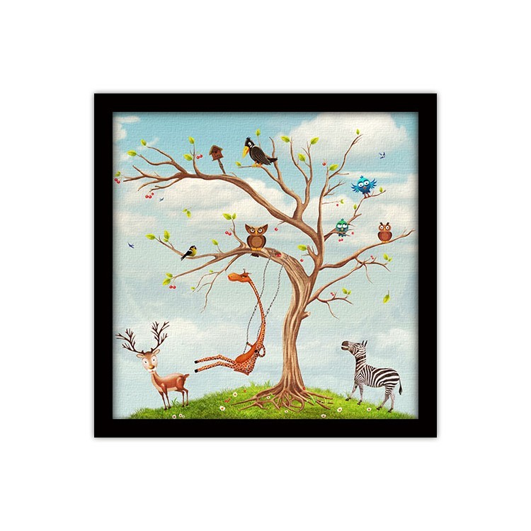 Πίνακας σε Καμβά Ζωάκια σε δέντρο