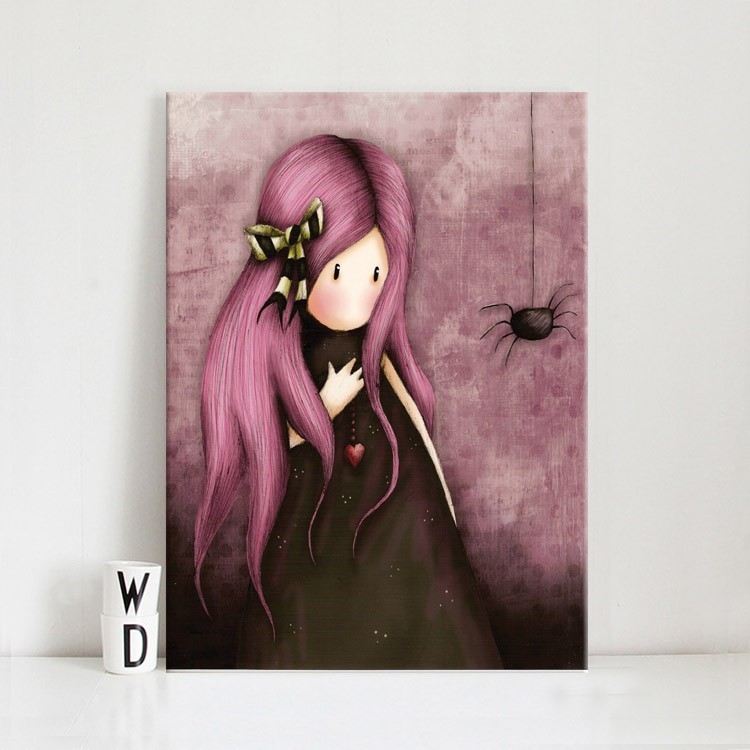 Πίνακας σε Καμβά Μελαγχολικό κοριτσάκι με αράχνη