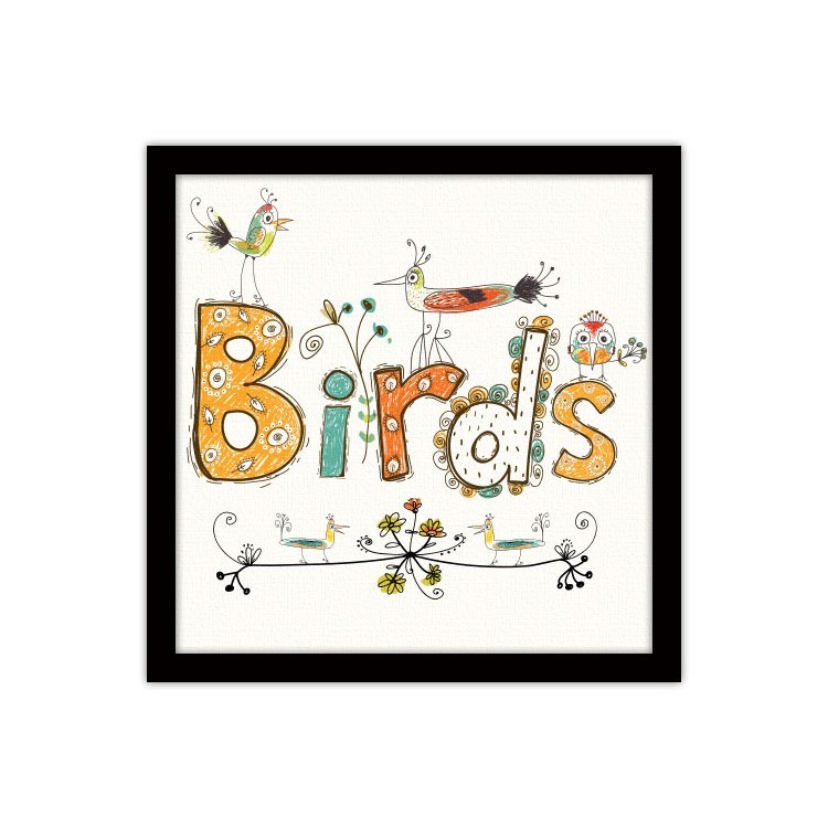 Πίνακας σε Καμβά Λουλούδια και πουλιά