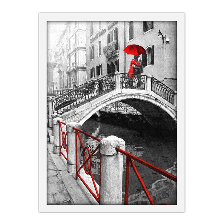 Πίνακας σε Καμβά Ρομαντικό Ζευγάρι Πάνω στη Γέφυρα