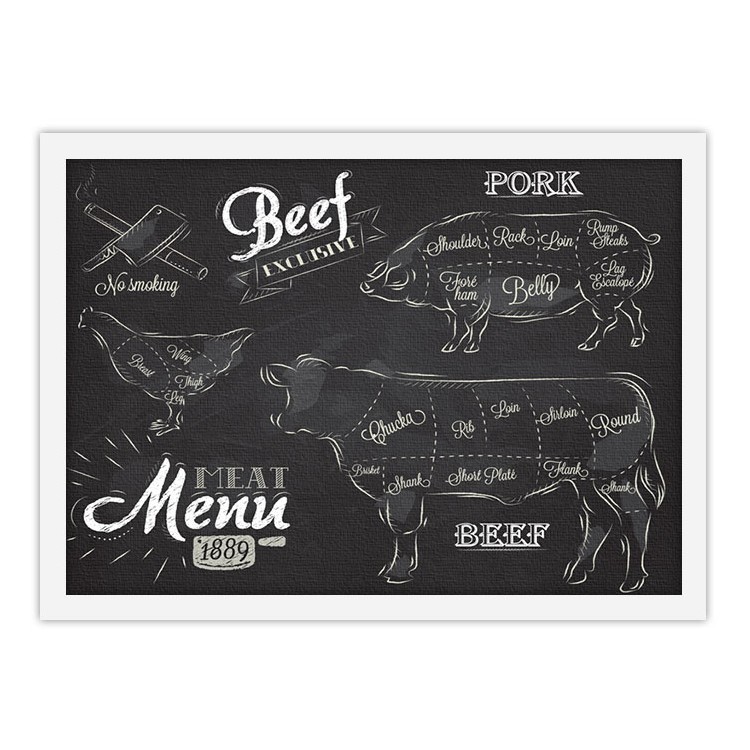 Πίνακας σε Καμβά Meat Menu