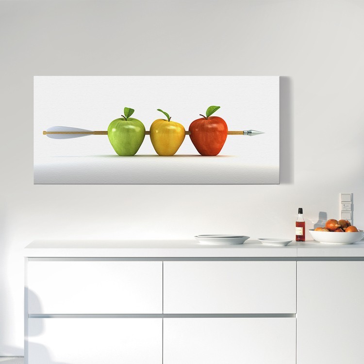Πίνακας σε Καμβά Πράσινο, κίτρινο, κόκκινο μήλο