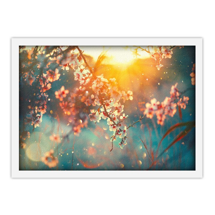 Πίνακας σε Καμβά Ηλιοβασίλεμα και Λουλούδια