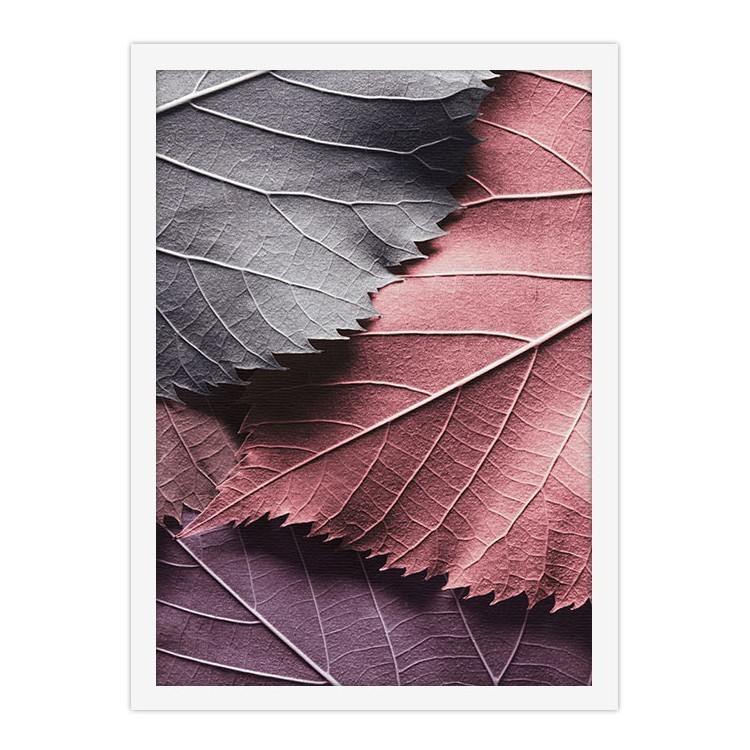 Πίνακας σε Καμβά Ροζ & γκρι ξερά φύλλα