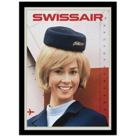 Παλιά πόστερς αεροσυνοδός Swissair Πίνακας σε Καμβά