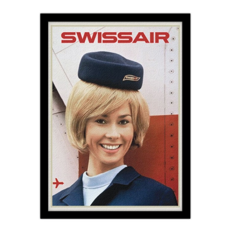 Πίνακας σε Καμβά Παλιά πόστερς αεροσυνοδός Swissair