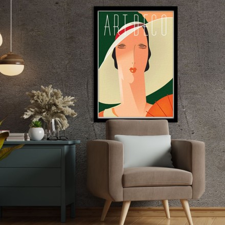 Art deco γυναίκα με μεγάλο καπέλο