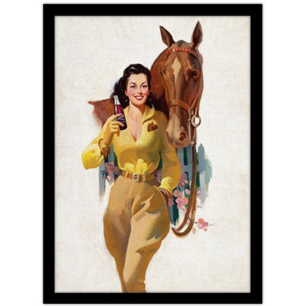 Pin up γυναίκα με άλογο Πίνακας σε Καμβά