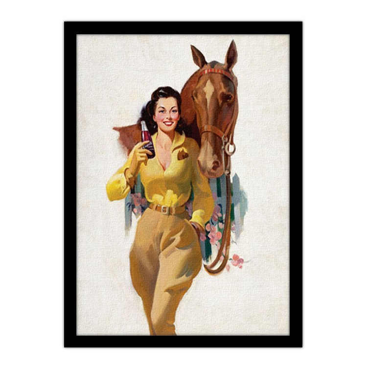 Πίνακας σε Καμβά Pin up γυναίκα με άλογο