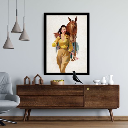 Pin up γυναίκα με άλογο