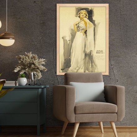 Pin up γυναίκα με λευκό φόρεμα