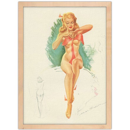 Pin up γυναίκα με κόκκινο φιόγκο Πίνακας σε Καμβά