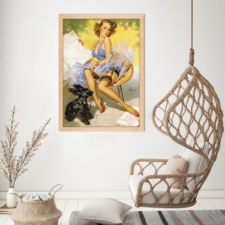 Pin up γυναίκα με αέρινο φόρεμα