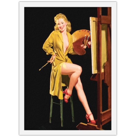 Pin up γυναίκα ζωγράφος Πίνακας σε Καμβά