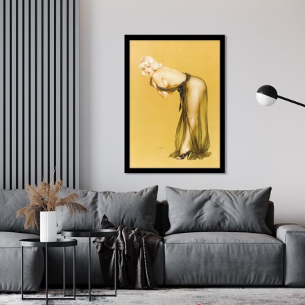 Pin up γυναίκα με διαφανές φόρεμα
