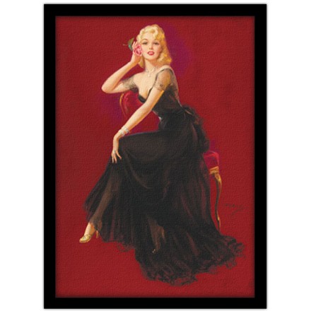 Pin up γυναίκα με μαύρο φόρεμα Πίνακας σε Καμβά