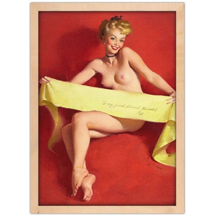 Pin up γυναίκα με κίτρινη κορδέλα Πίνακας σε Καμβά