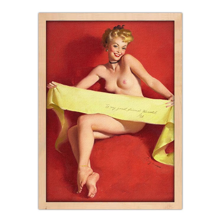 Πίνακας σε Καμβά Pin up γυναίκα με κίτρινη κορδέλα