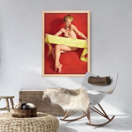 Pin up γυναίκα με κίτρινη κορδέλα