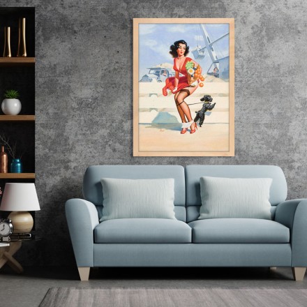 Pin up γυναίκα με σκύλο