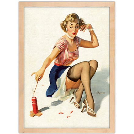 Pin up χαριτωμένη γυναίκα Πίνακας σε Καμβά
