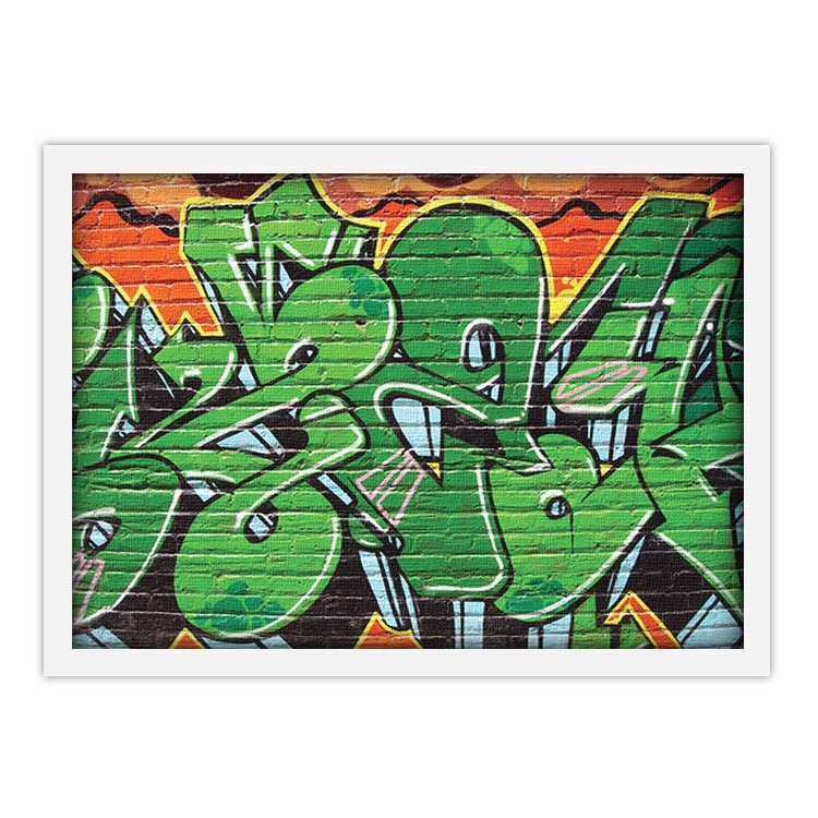 Πίνακας σε Καμβά Graffiti πράσινο- πορτοκαλί χρώμα
