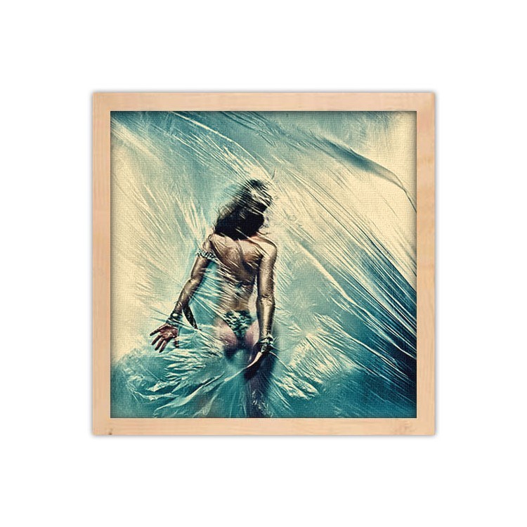 Πίνακας σε Καμβά Γυναίκα ημίγυμνη πίσω από διαφάνεια