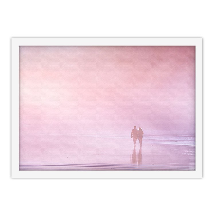 Πίνακας σε Καμβά Ροζ φόντο με σκιά ζευγαριού